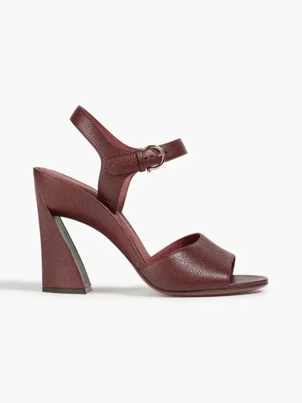 FERRAGAMO Aede Textured-Leather Sandals in Burgundy